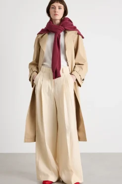 Pantalone ampio con doppia pince - Beige