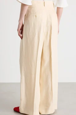 Pantalone ampio con doppia pince - Beige