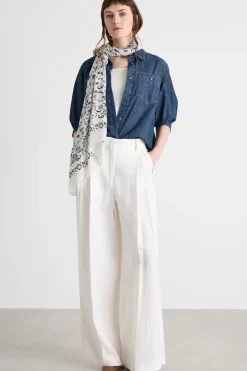 Pantalone ampio con doppia pince - Bianco