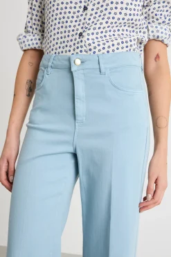 Pantalone ampio con orlo alto - Azzurro