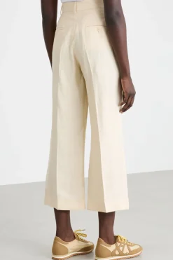 Pantalone ampio con piega stirata - Beige