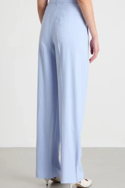 Pantalone ampio con pieghe - Azzurro