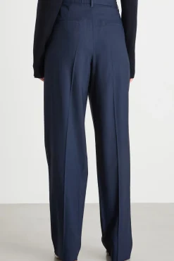 Pantalone ampio con pieghe - Blu