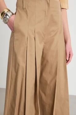 Pantalone ampio con pieghe - Cammello