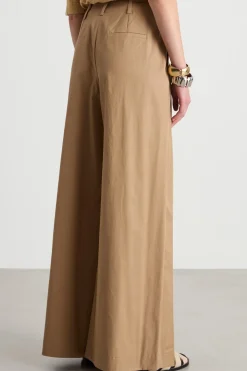 Pantalone ampio con pieghe - Cammello
