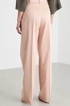 Pantalone ampio con pieghe in raso - Rosa