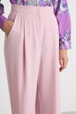 Pantalone ampio con pieghe - Rosa
