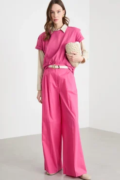 Pantalone ampio con pinces - Fuxia