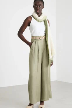 Pantalone ampio con pinces - Verde