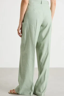 Pantalone ampio con pinces - Verde
