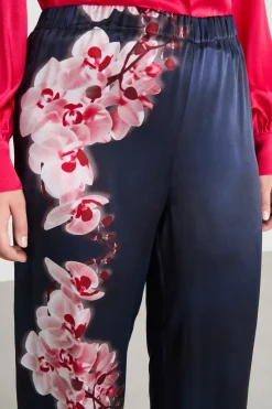Pantalone ampio con stampa piazzata - Blu