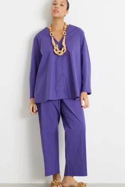 Pantalone ampio con tasche - Viola
