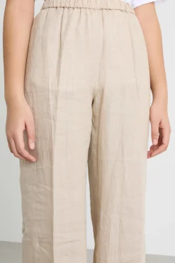 Pantalone ampio con vita elasticizzata - Beige