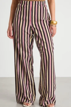Pantalone ampio con vita elasticizzata - Marrone Giallo Rosso