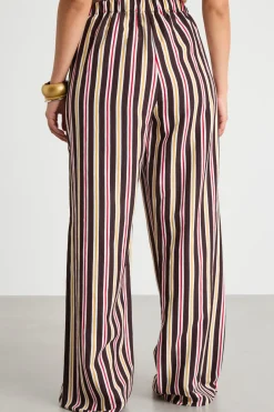 Pantalone ampio con vita elasticizzata - Marrone Giallo Rosso