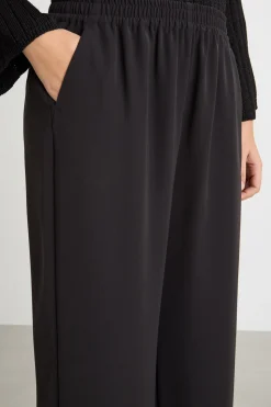 Pantalone ampio con vita elasticizzata - Nero