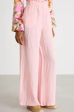 Pantalone ampio con vita elasticizzata - Rosa