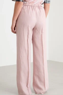 Pantalone ampio con vita elasticizzata - Rosa