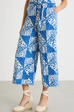 Pantalone ampio e crop - Blu Bianco