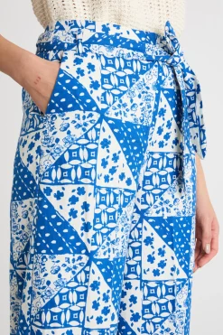 Pantalone ampio e crop - Blu Bianco