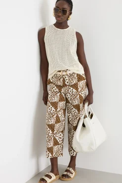 Pantalone ampio e crop - Marrone