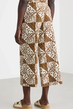 Pantalone ampio e crop - Marrone