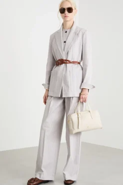 Pantalone ampio gessato - Grigio