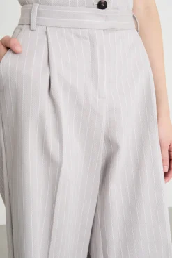 Pantalone ampio gessato - Grigio