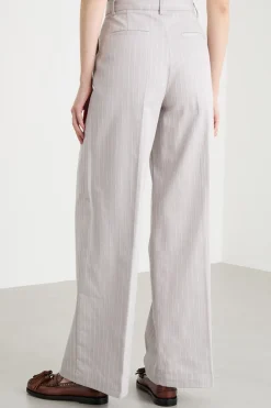 Pantalone ampio gessato - Grigio