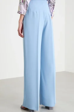 Pantalone ampio in cady - Azzurro
