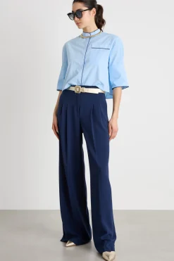 Pantalone ampio in cady - Blu
