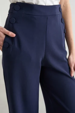 Pantalone ampio in cady - Blu