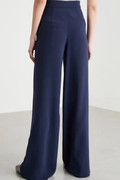 Pantalone ampio in cady - Blu