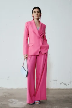 Pantalone ampio in cady - Fuxia