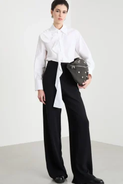 Pantalone ampio in cady - Nero