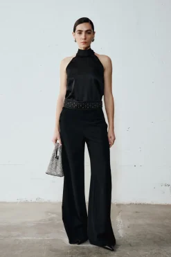 Pantalone ampio in cady - Nero