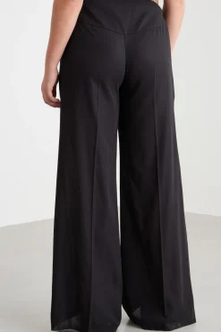 Pantalone ampio in crepe - Nero