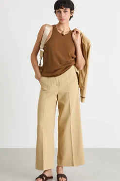 Pantalone ampio in doppio twill - Cammello