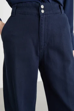 Pantalone ampio in drill - Blu