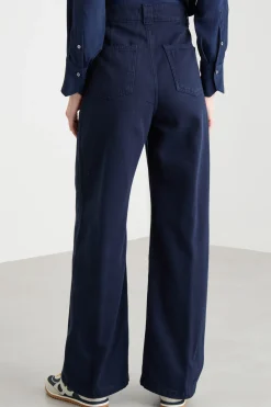 Pantalone ampio in drill - Blu
