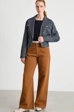 Pantalone ampio in drill - Marrone