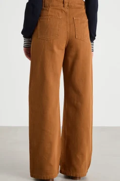 Pantalone ampio in drill - Marrone