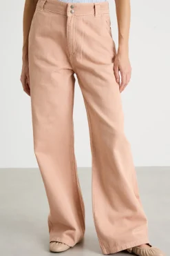Pantalone ampio in drill - Rosa