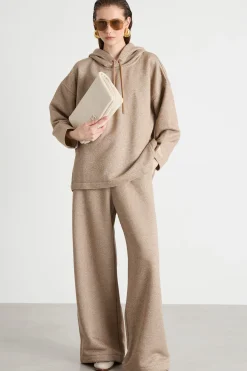 Pantalone ampio in felpa di cotone - Cammello