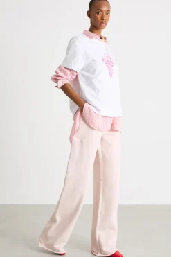 Pantalone ampio in felpa - Rosa