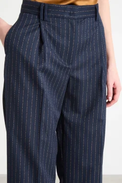 Pantalone ampio in flanella - Blu