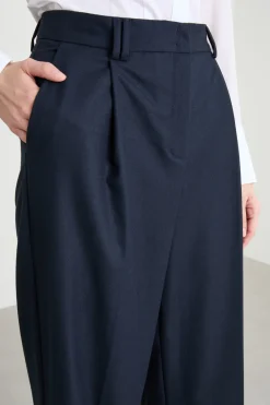 Pantalone ampio in flanella - Blu
