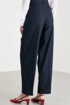 Pantalone ampio in flanella - Blu