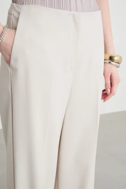 Pantalone ampio in gabardina - Avorio