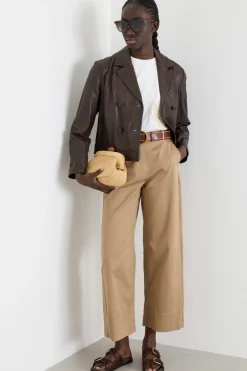 Pantalone ampio in gabardina - Cammello
